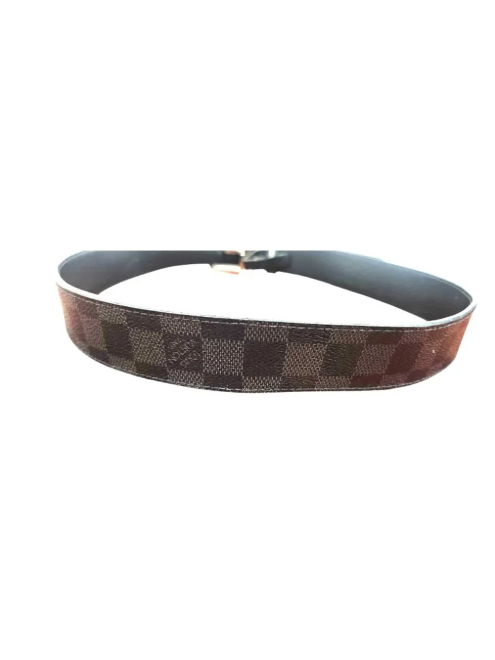 Louis Vuitton M9708 Damier Graphite Men’s Belt Black Silver Buckle Size 90/36
